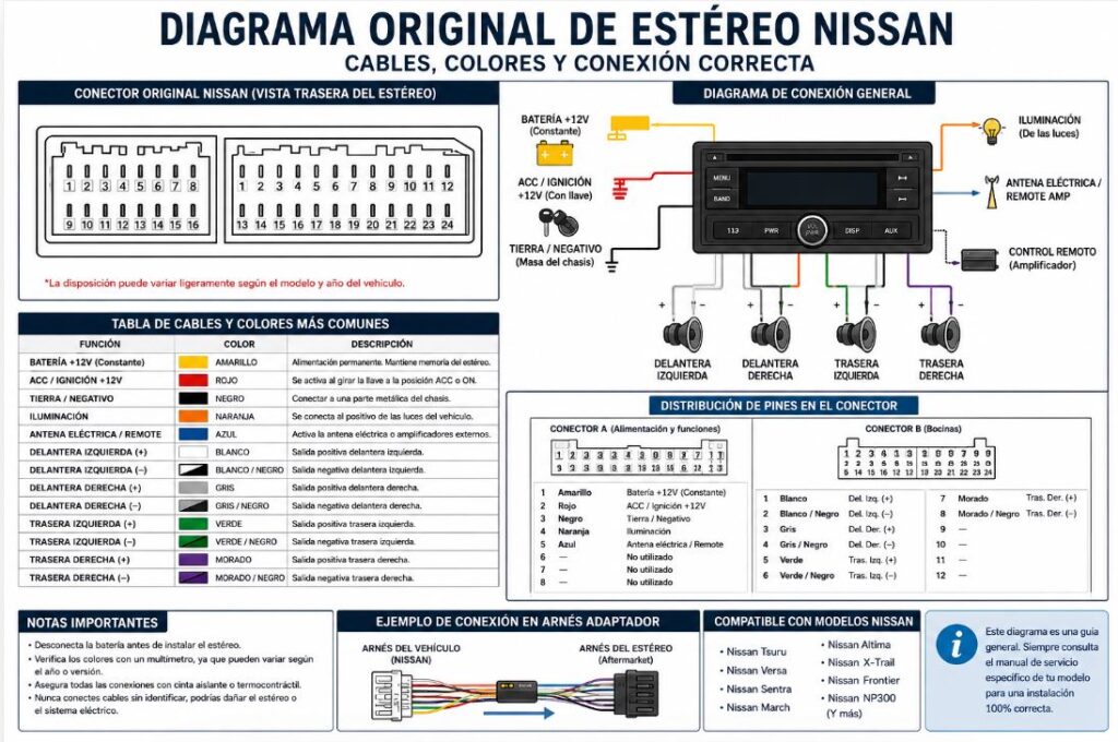 Diagrama original de estéreo Nissan